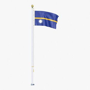 Nauru Flag Stand Pole Animated Loop 3D model