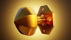 Luxury Gold Door Knob - Photoreal Interior Handle 3D Model