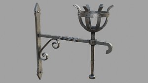 3D model medieval gothic wall torch light