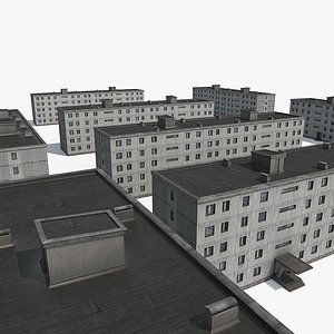 Communist Apartment Block low Poly