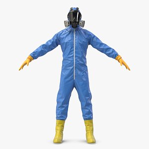 blue hazmat worker clothes 3D model