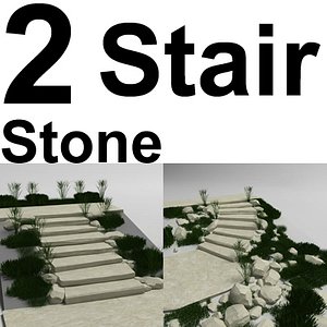 3d model natural stone stair