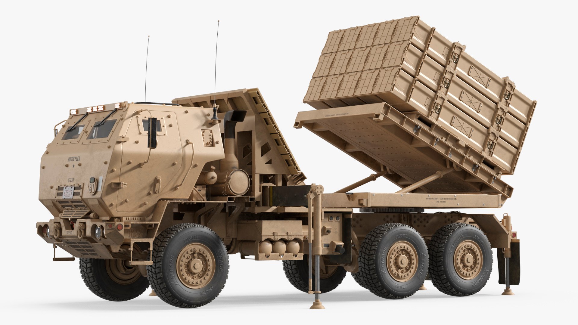 Multi Mission Launcher Vehicle Deployed Desert 3D model preview