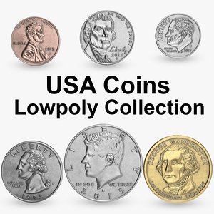 USA Coins Lowpoly Collection PBR 3D model