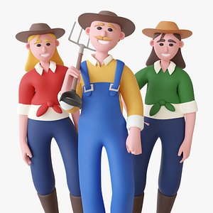Farmers - Rigged 3D Characters 12 Animations