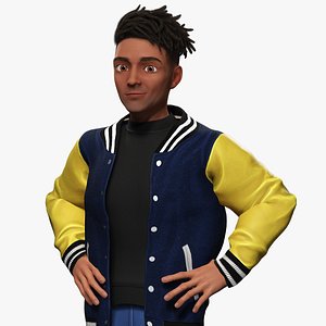 Varsity Jacket Rigged Stylized Toon Male Character