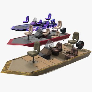 3D Bass boat PBR Low-Poly Mid-Poly model