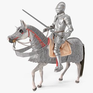 Horse in Medieval Armor with Knight Rider Fur