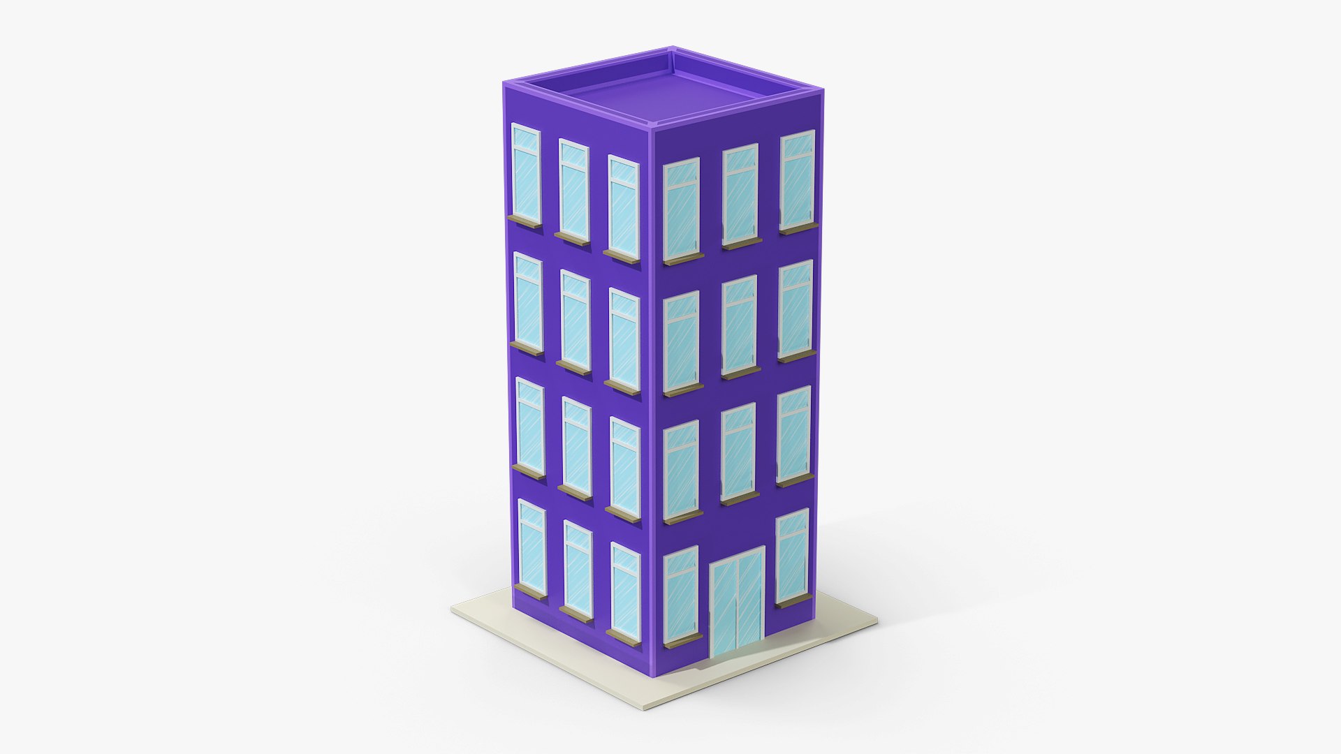 Cartoon Apartment Building Violet 3D model preview
