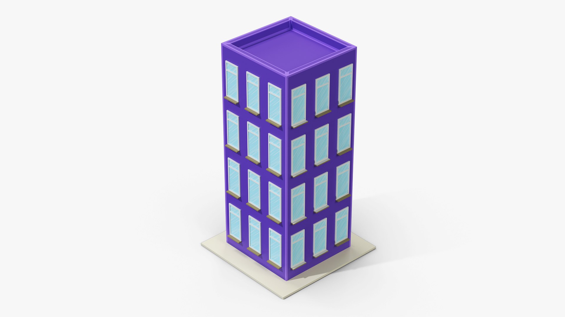 3D Cartoon Apartment Building Violet Model - TurboSquid 2418028