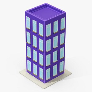 Cartoon Apartment Building Violet