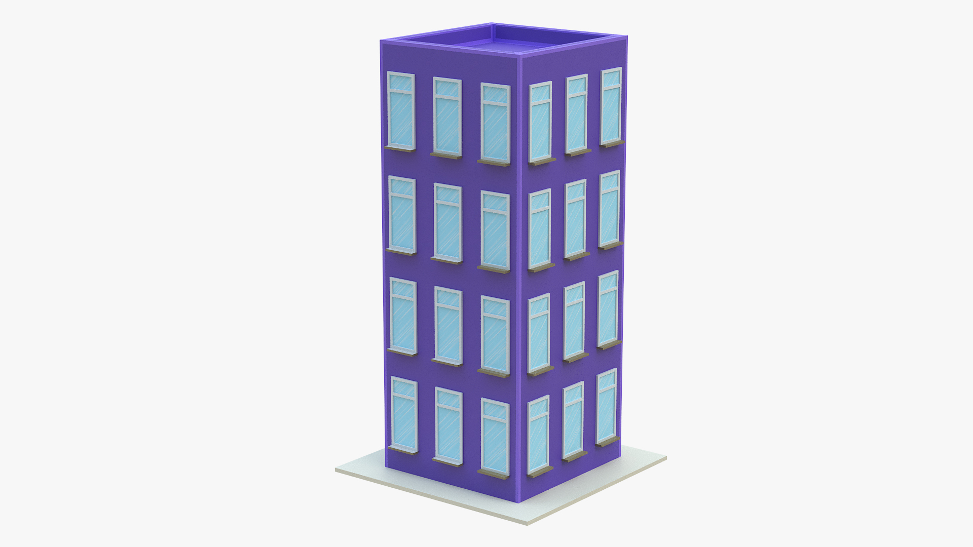 3D Cartoon Apartment Building Violet Model - TurboSquid 2418028