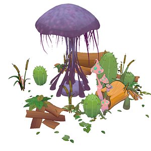 Fantasy foliage toon handpainted lowpoly