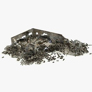 Ruined Damaged Building With Debris WW2