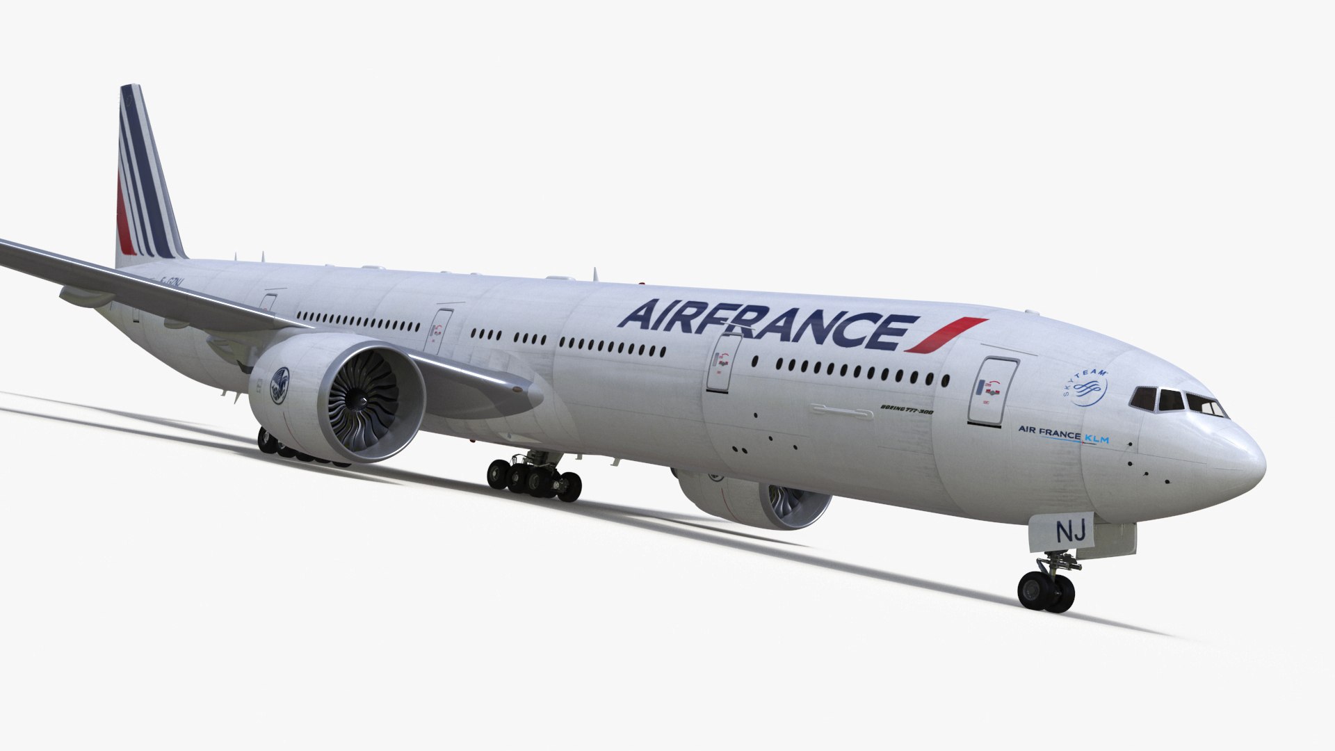 Boeing 777 Air France Rigged 3D model preview