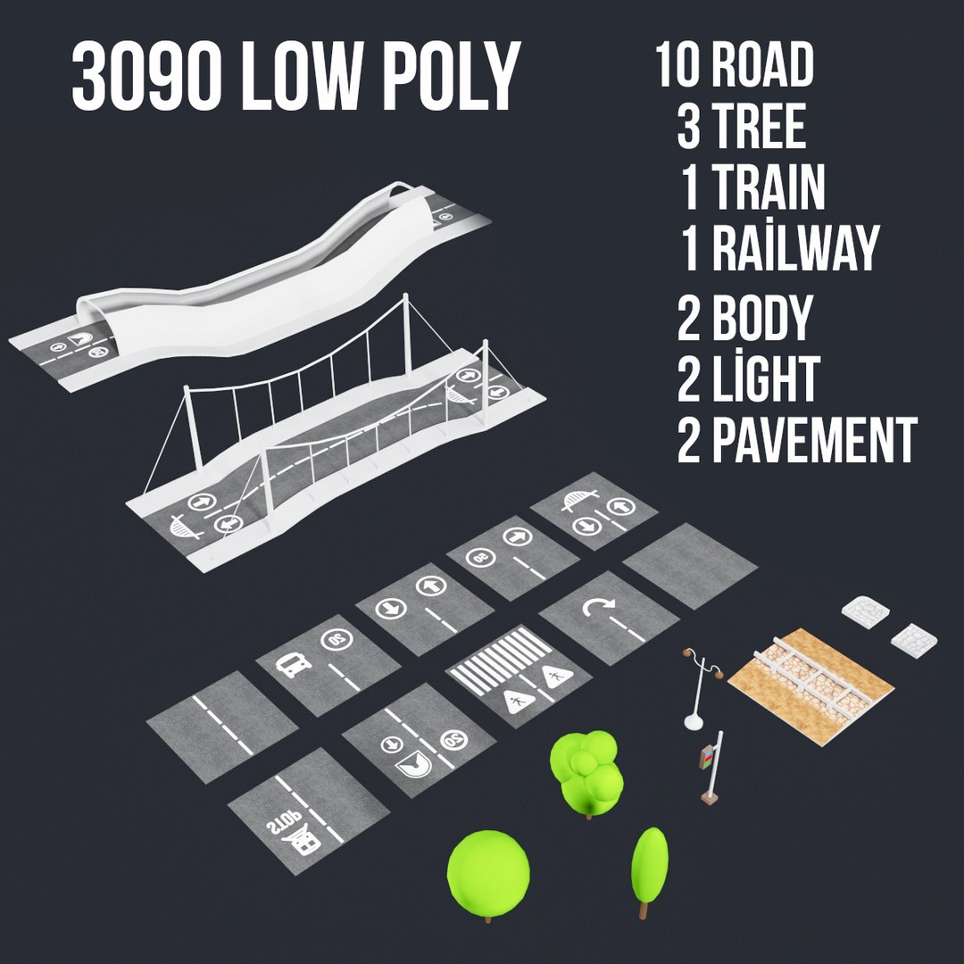 Road Way Set 3D Model - TurboSquid 1709083