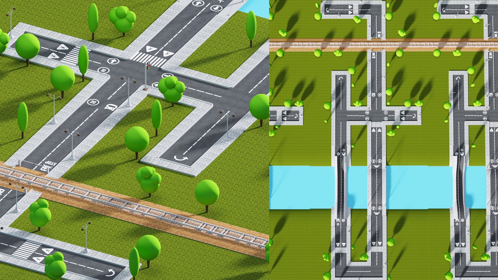 Road Way Set 3D Model - TurboSquid 1709083