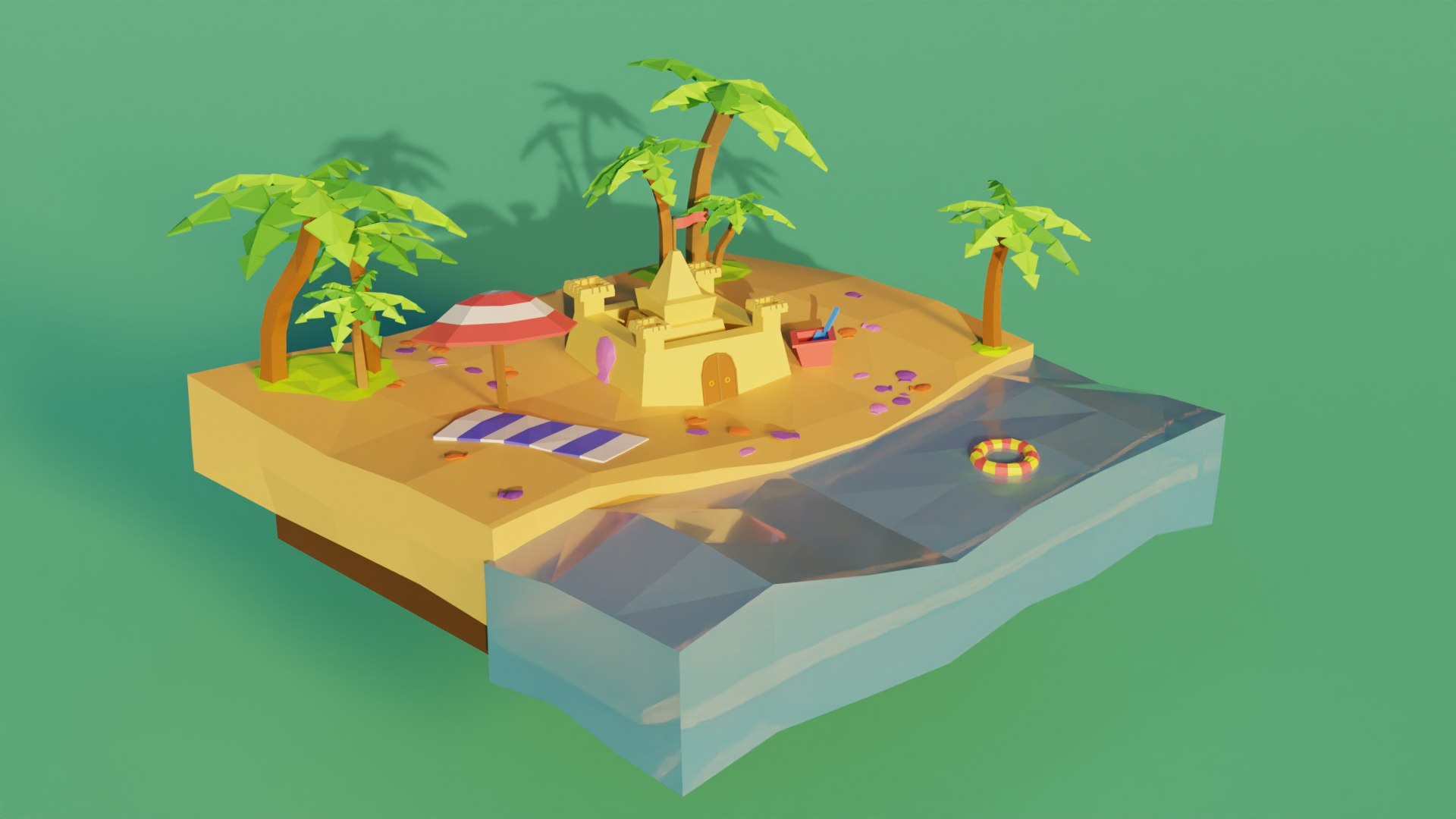 Low Poly Tiny World - Beach 3D - TurboSquid 1970197