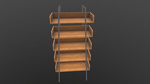 Book Shelf AR VR PBR  Lowpoly with game ready 3D