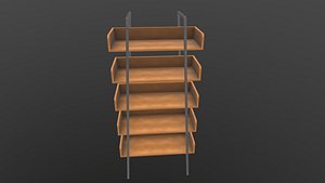 Book Shelf AR VR PBR Lowpoly with game ready