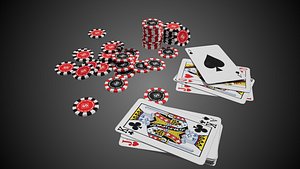 3D Poker Playing Cards Solitaire Set model