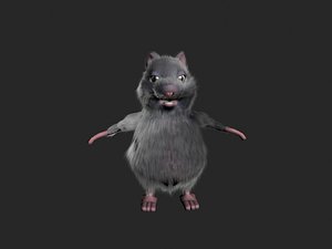 3d model rigged rat fur