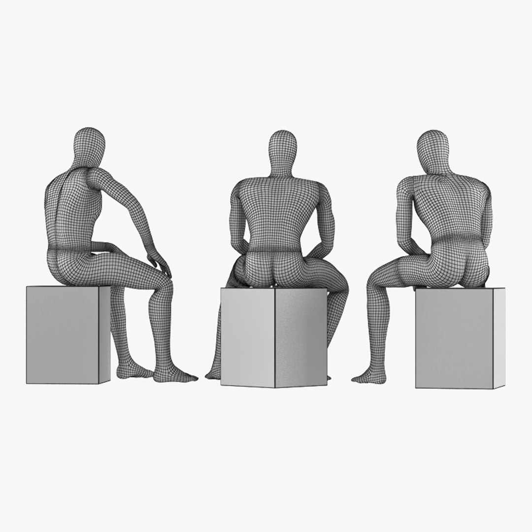 Seated Faceless Mannequins D Model Turbosquid