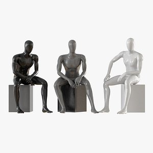 seated faceless mannequins 3D model