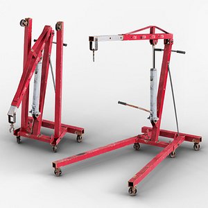 Car Engine Crane - Worn Hydraulic Hoist - 3 meshes - Game ready