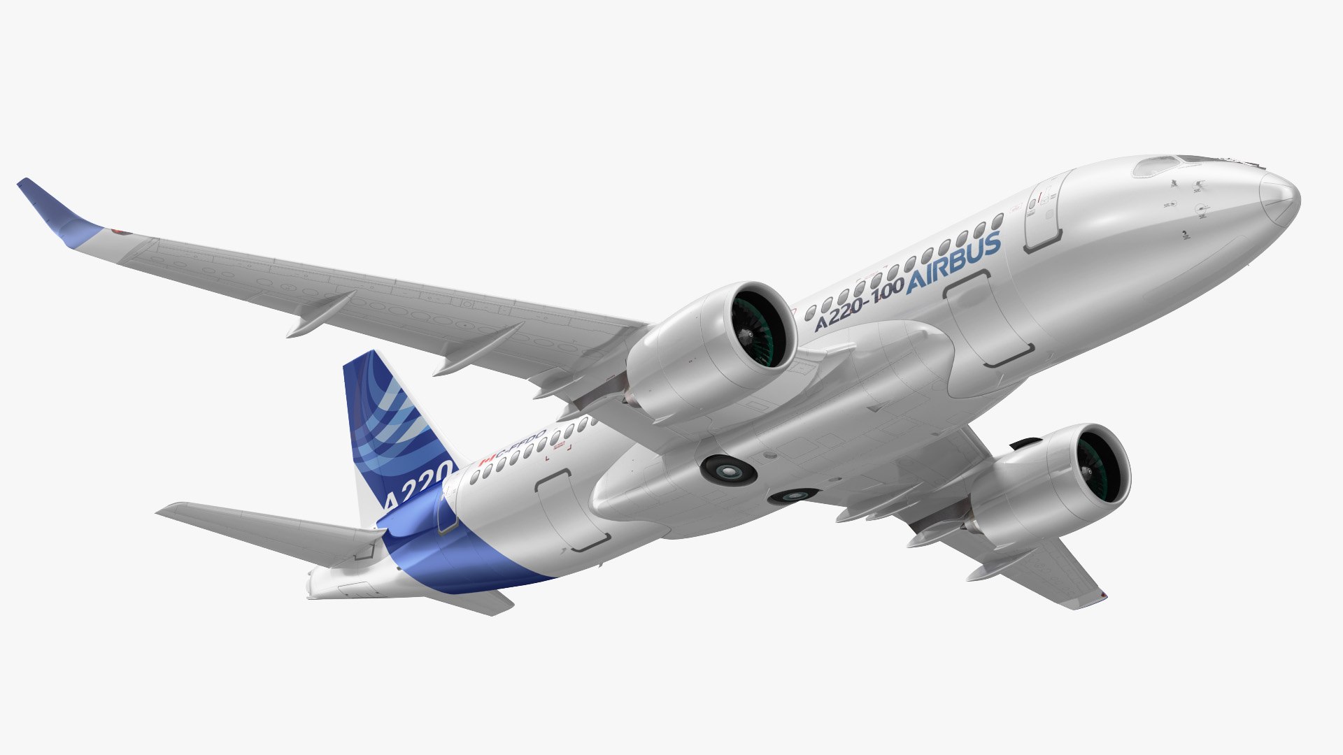 Airbus A220 100 Detailed Interior Rigged 3D model preview