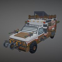 Low Poly Post Apocalypse Ambulance