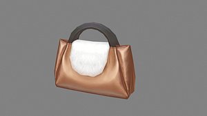 cartoon brown leather handbag for women 3D model