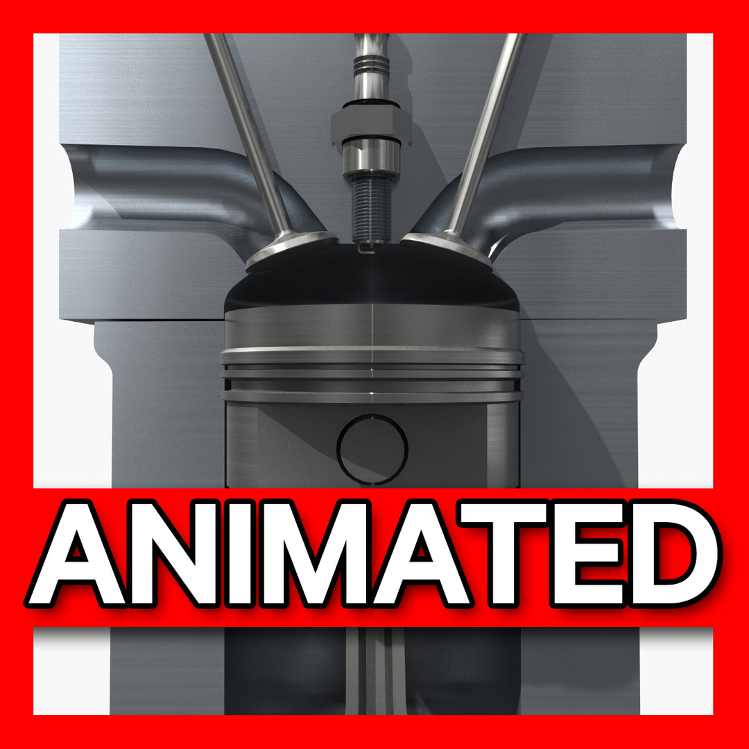 3d cutaway piston engines animation model