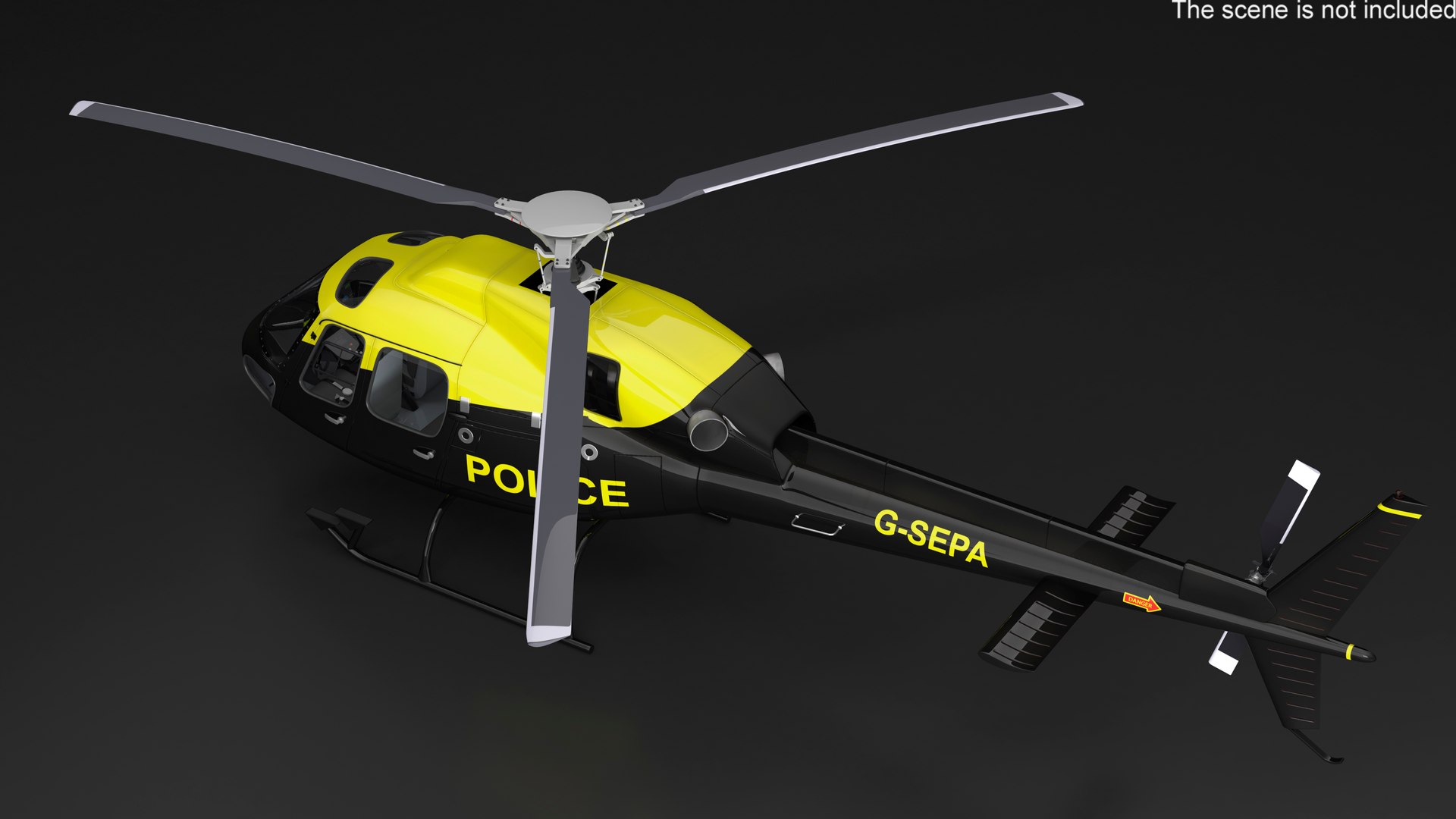 Police Helicopter Eurocopter AS 355 Rigged Model - TurboSquid 2146896