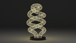 Spiral Energy-efficient Lamp Black Metal Light Low-poly 3D model model