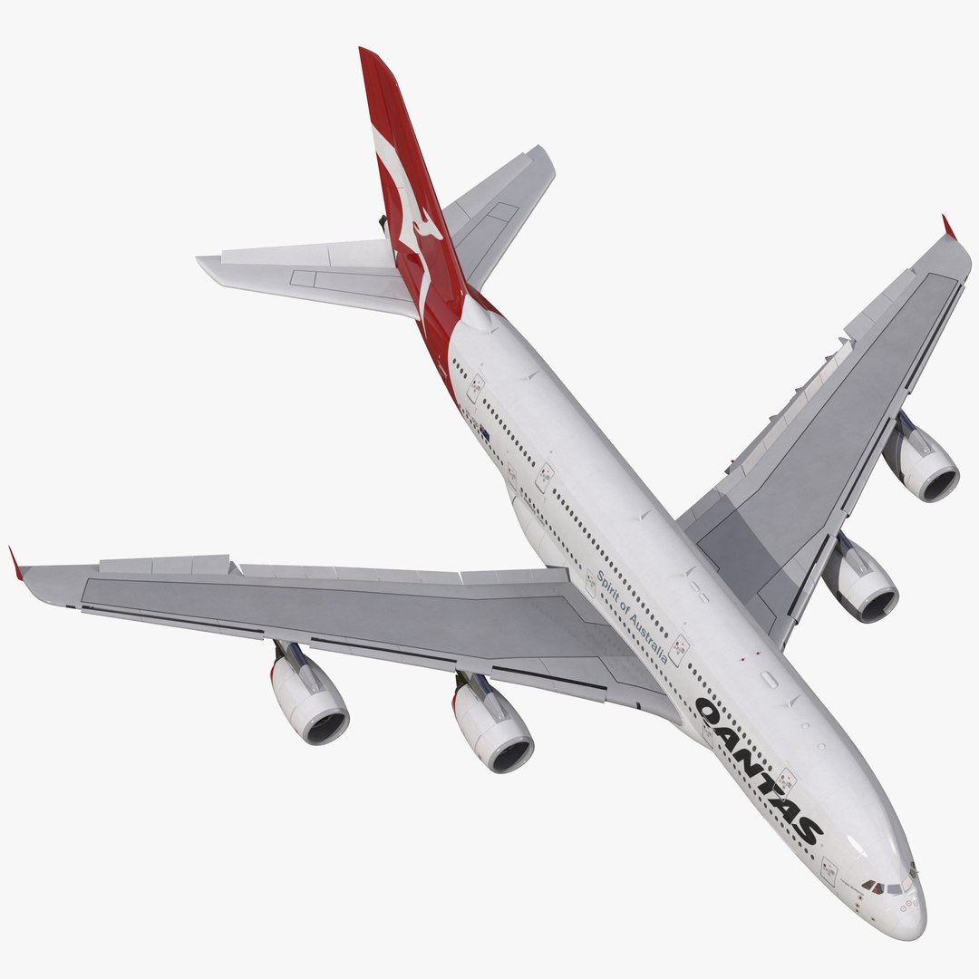 Airbus A380-900 Qantas Rigged 3D Model 3D model preview