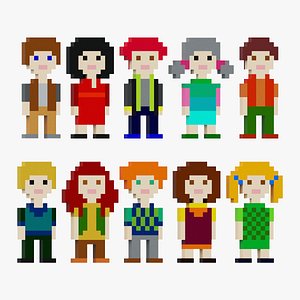 3D NFT Pixel Characters model