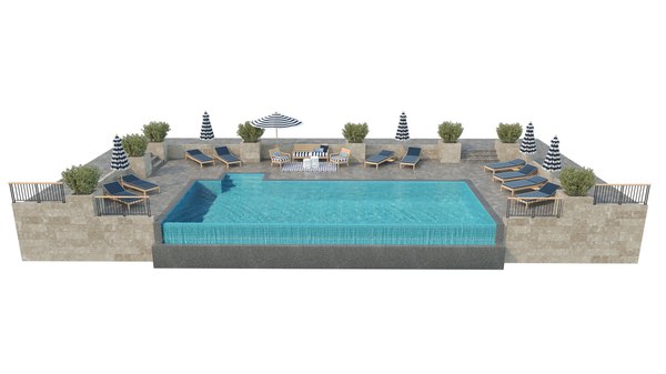 3D infinity swimming pool outdoor furniture model - TurboSquid 1505192