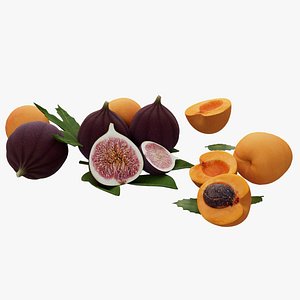 Realistic Apricot and Fig 3D Models Low-poly 3D model 3D
