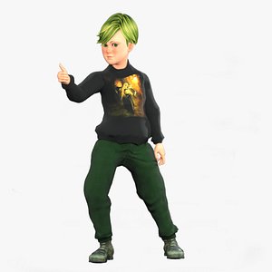 Cartoon Rigged Young Boy-James Character