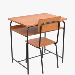 3D School desk and chair 2