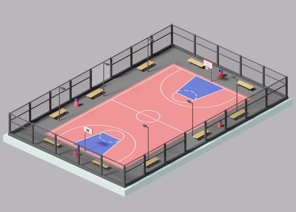 Foto de 3 D Desenho De Uma Bola De Basquete Na Quadra Com