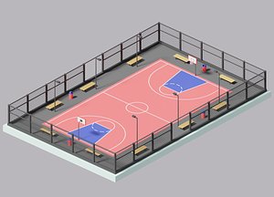 Cartoon Simple Basketball Court