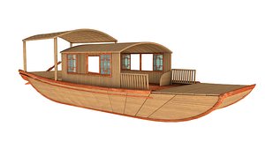 Chinese Wooden Passenger Boat 3D model