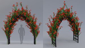 3D 3d Gate With Flower 01