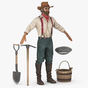 Wild West Prospector with Tools 3D