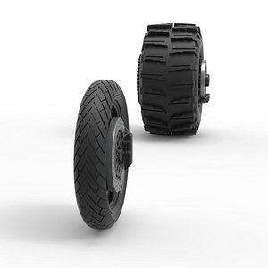 3D model Wheel Set of Top fuel Dirt dragster motorcycle Scale 1 to 25
