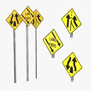 Road Signs Pack - Lane Ending and Transition