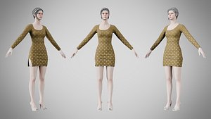 3D Dress 54 Yellow Metal