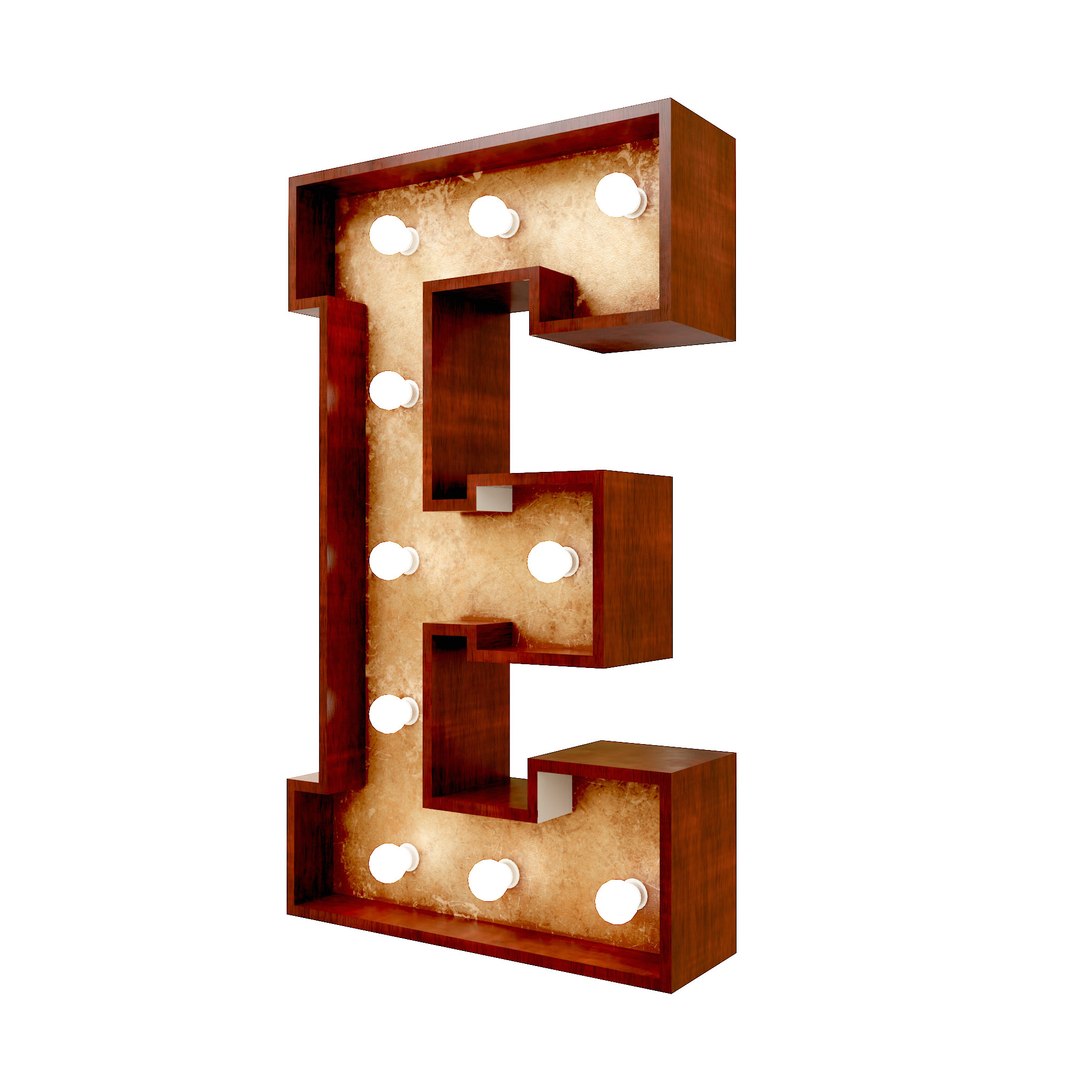 3D Marquee E wooden glow sign model - TurboSquid 1975836